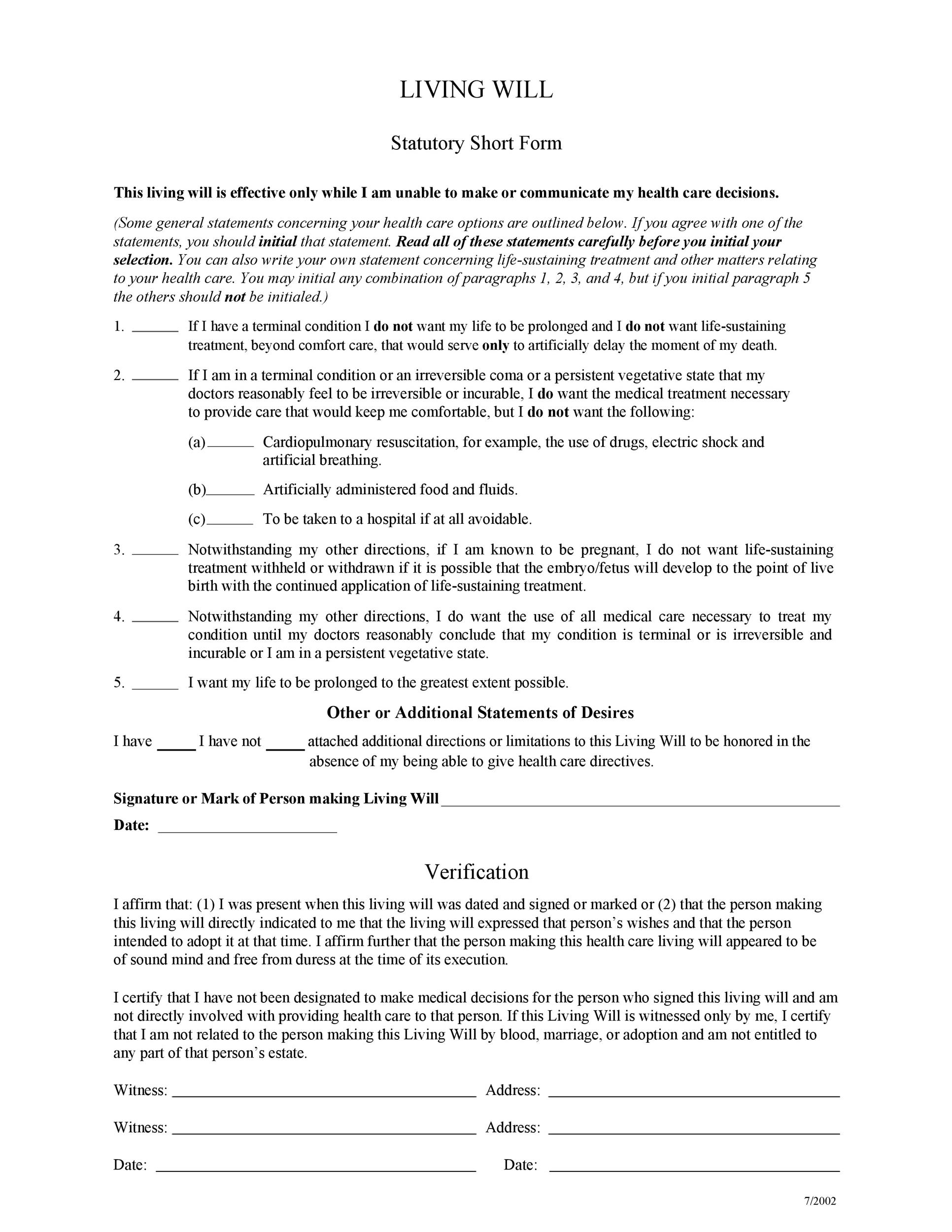 Printable Will Forms