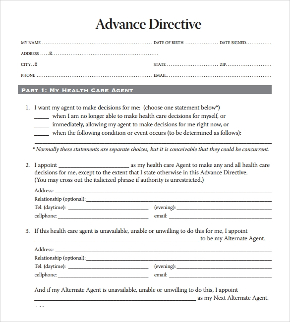 10 Advance Directive Forms Samples Examples Format 