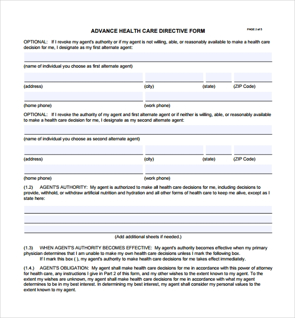 12 Advance Medical Directive Form Templates To Download 