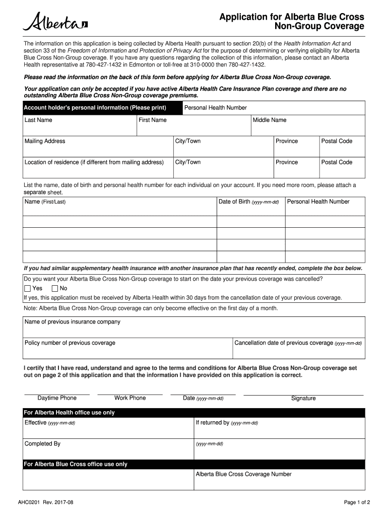 2017 2020 Form Canada AHC0201 Alberta Fill Online 