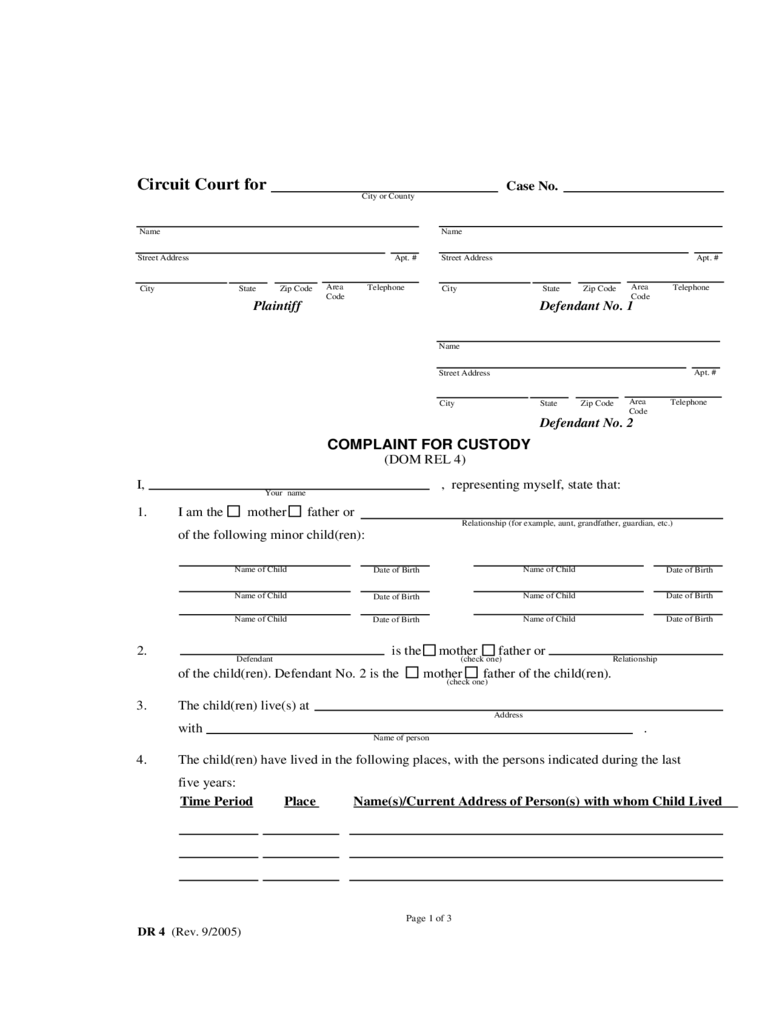 2021 Child Custody Form Fillable Printable PDF Forms 