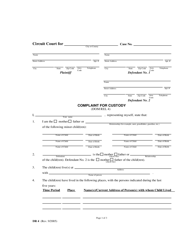 Free Printable Forms For Child Custody - Printable Forms Free Online