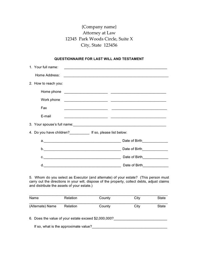 28 Free Will Download Forms In 2020 Last Will And 