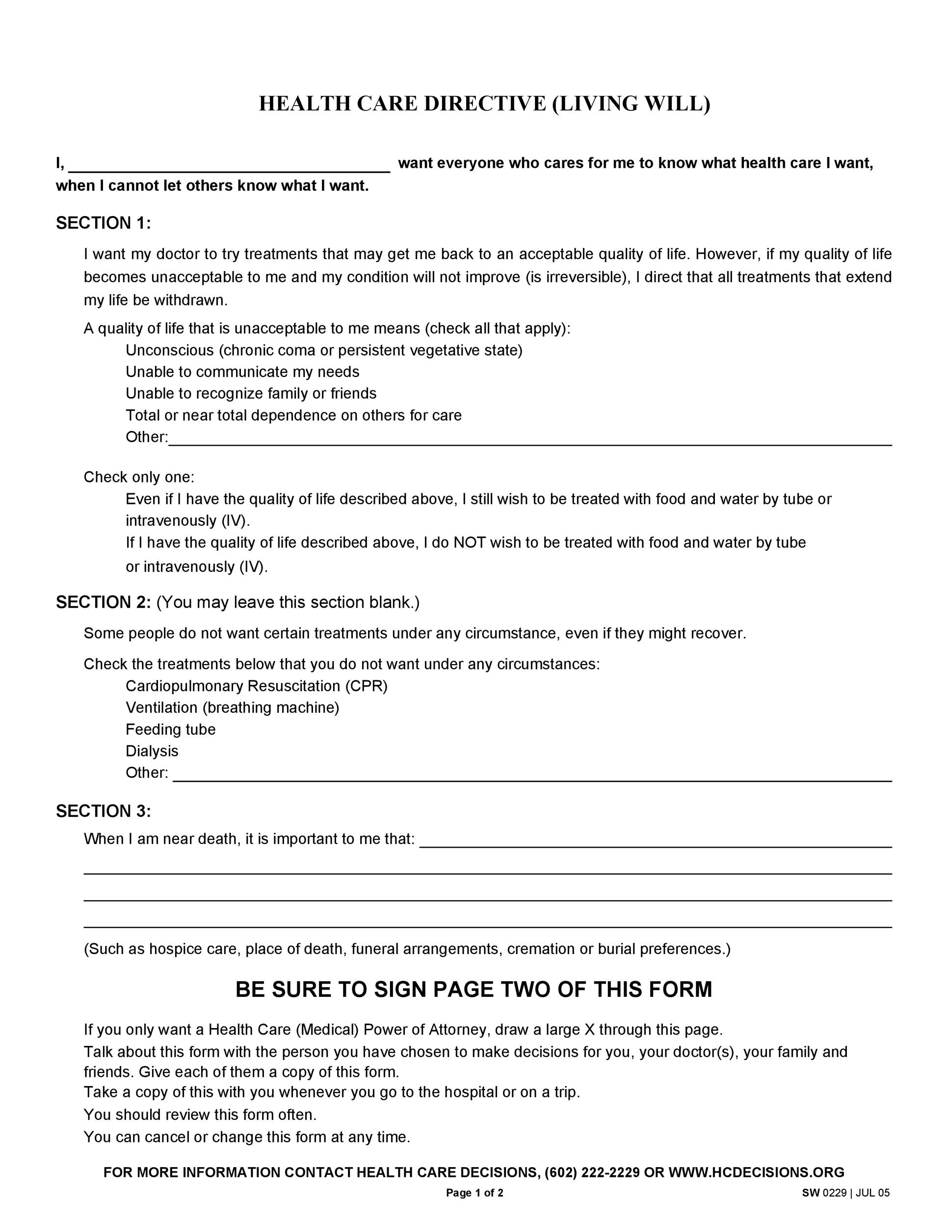 50 Free Living Will Templates Forms ALL STATES 