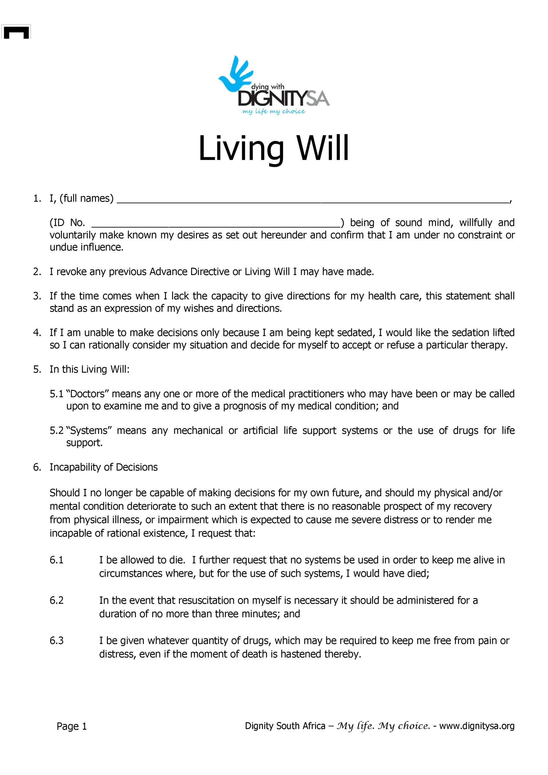 Copy Of A Living Will Form Living Will Forms Free Printable