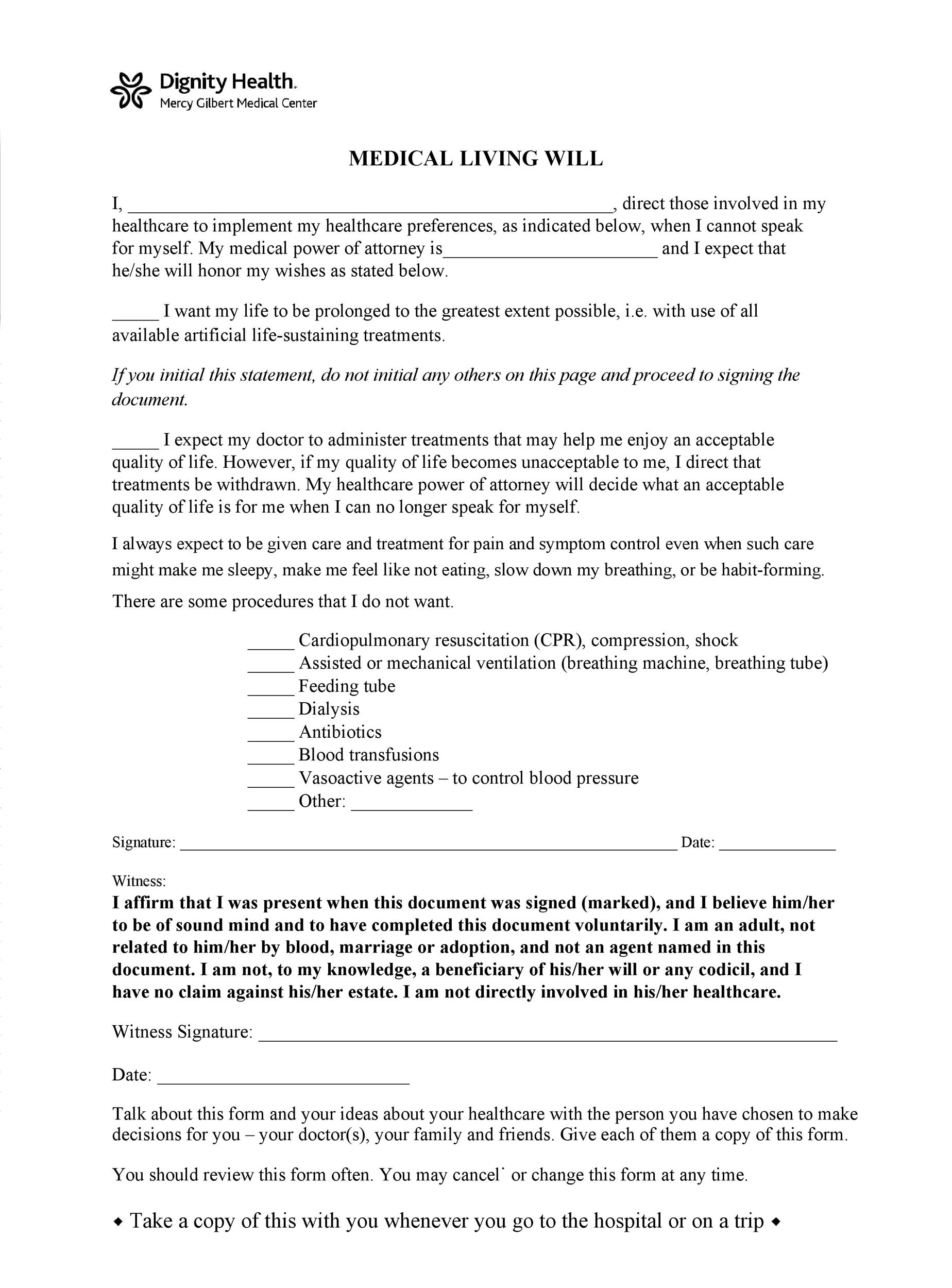 50 Free Living Will Templates Forms ALL STATES 