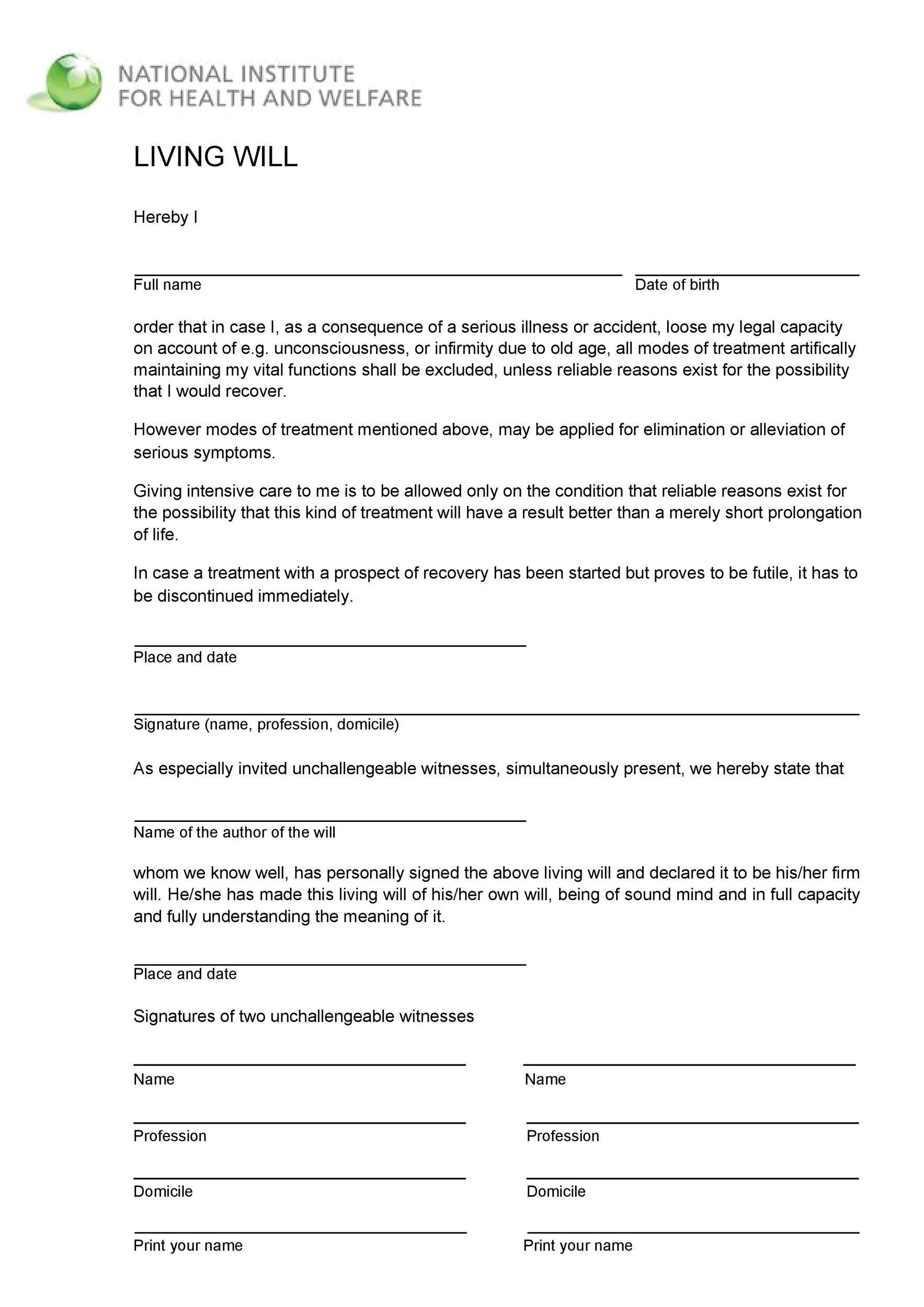 50 Free Living Will Templates Forms ALL STATES 