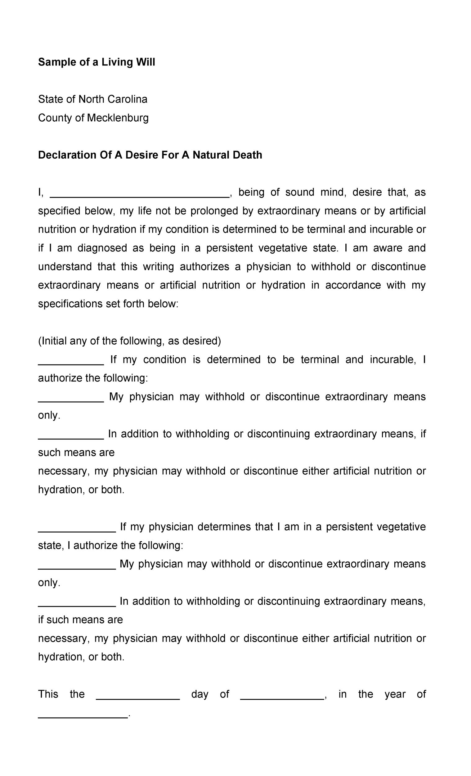 50 Free Living Will Templates Forms ALL STATES 