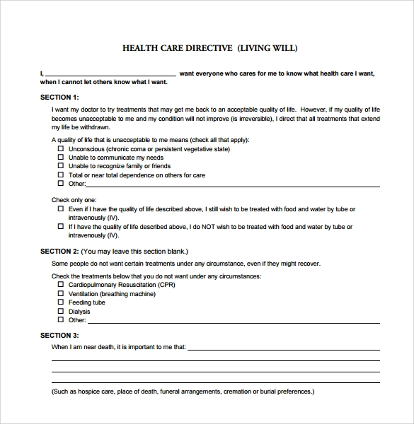 9 Sample Living Wills PDF Sample Templates