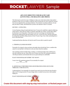 Alabama Living Will Alabama Advance DIrective With Sample