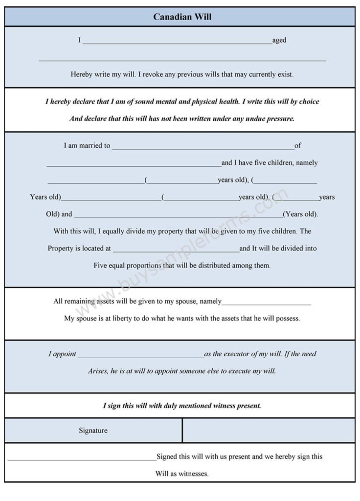 Printable Last Will And Testament Forms Bc Printable Forms Free Online