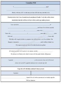 Canadian Will Form Sample Forms