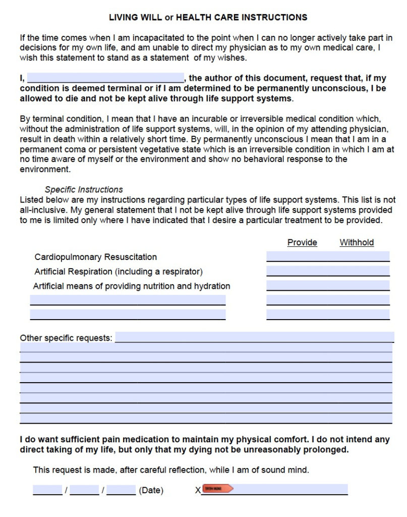 Connecticut Living Will Form Advance Directive Living – Living Will ...