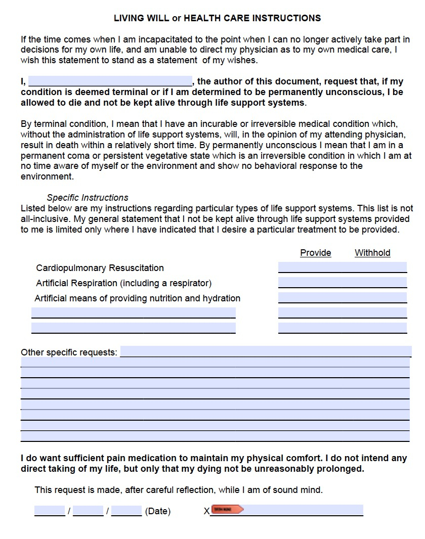 Connecticut Living Will Form Advance Directive Living 