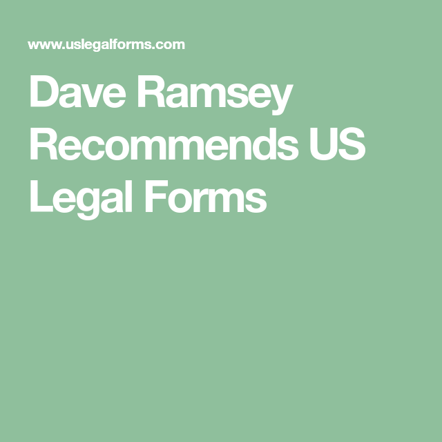 Dave Ramsey Recommends US Legal Forms Legal Forms Dave 