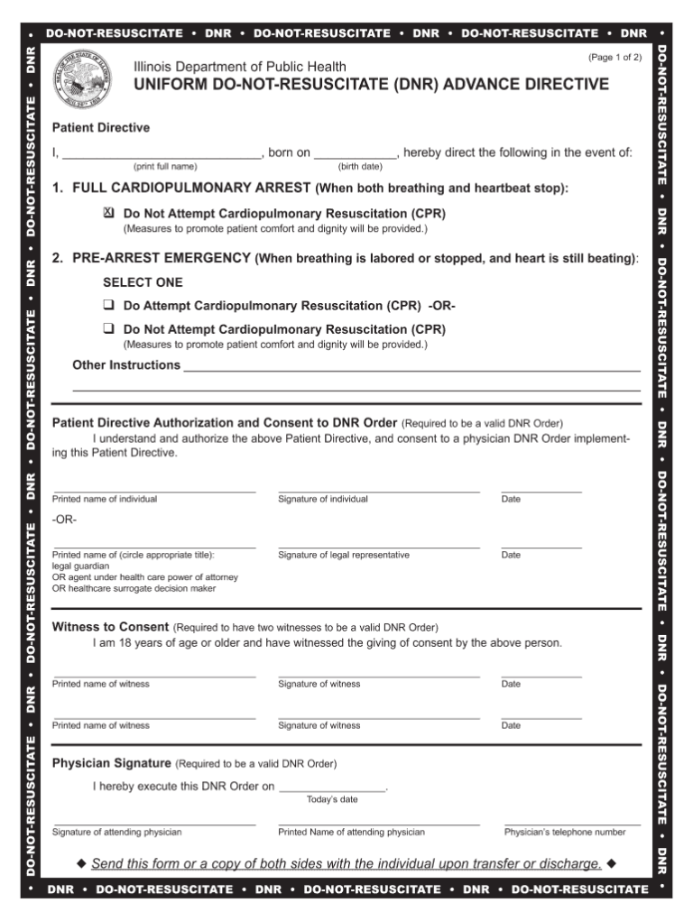 Printable Dnr Form Printable Forms Free Online