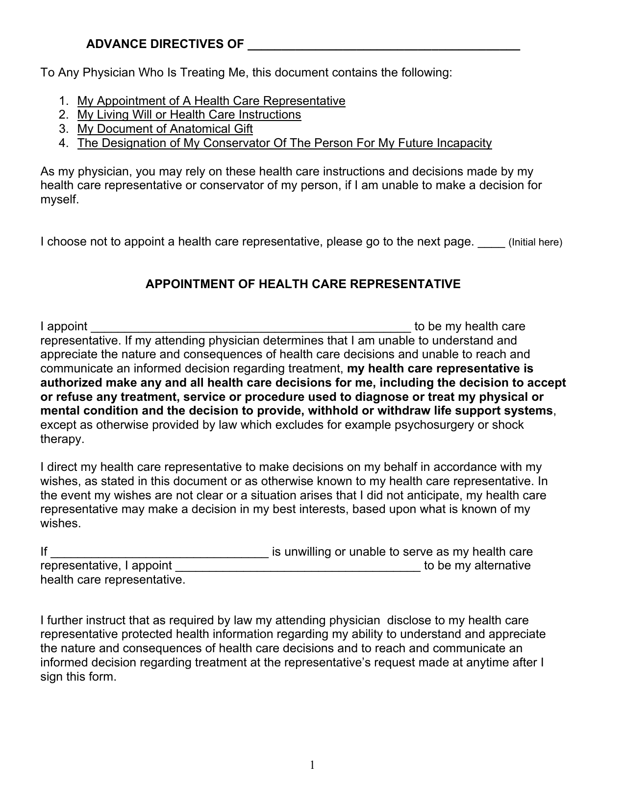 Download Connecticut Living Will Form Advance Directive 