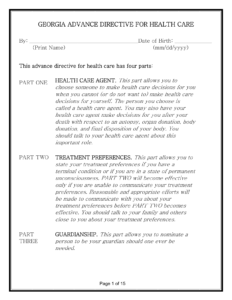 Download Georgia Living Will Form Advance Directive