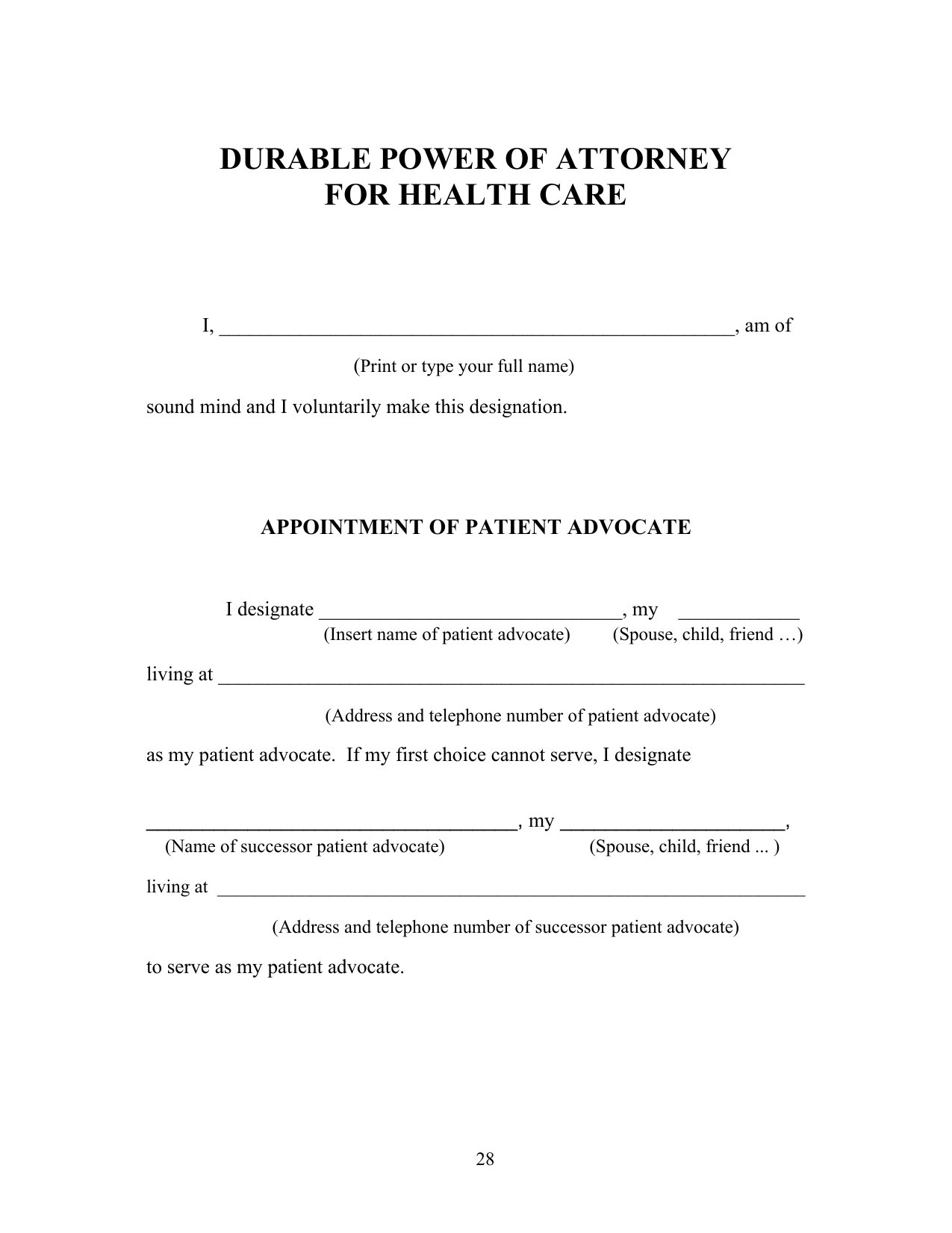 Download Michigan Living Will Form Advance Directive 