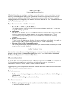 Download Nevada Living Will Form Advance Directive PDF