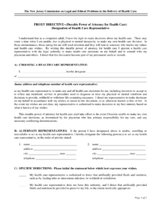 Download New Jersey Living Will Form Advance Directive