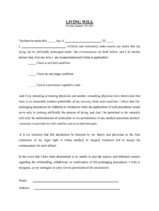 Fill Edit And Print Florida Statutory Living Will Form – Living Will Forms Free Printable