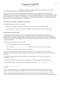 Fillable Living Will Form Tennessee Printable Pdf Download