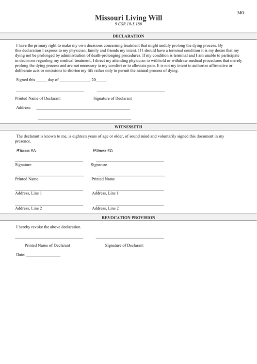 Free Printable Will Forms Missouri