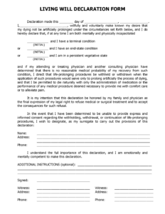 Florida Living Will Form Fillable PDF Free Printable