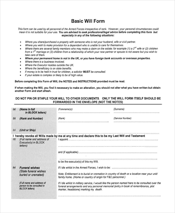 Printable Will Forms Free - Living Will Forms Free Printable