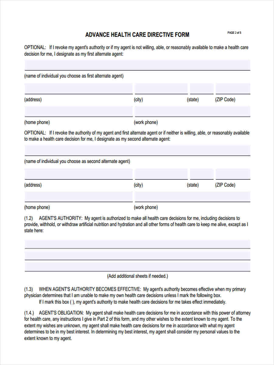 FREE 5 Health Care Directive Forms In PDF MS Word