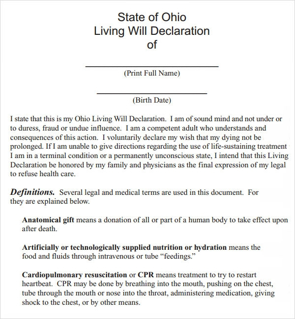 Different Examples Of A Living Will