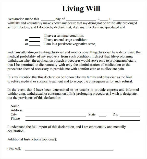 FREE 8 Sample Living Wills In PDF
