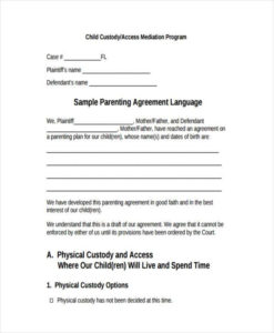 FREE 9 Custody Agreement Forms In PDF MS Word Living Will Forms Free