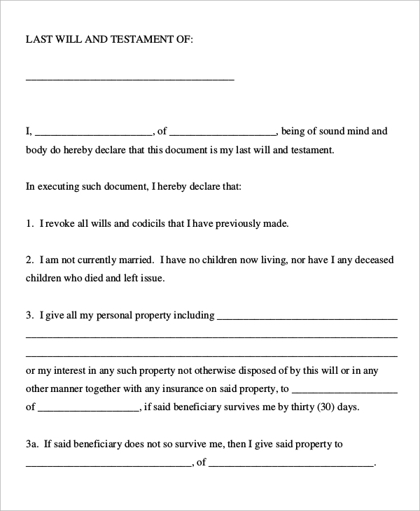 Free Online Printable Will Forms Living Will Forms Free Printable