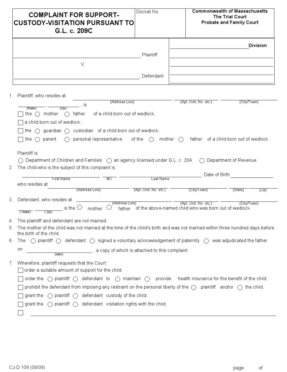 Free Child Custody Forms Pdf Template Form Download 