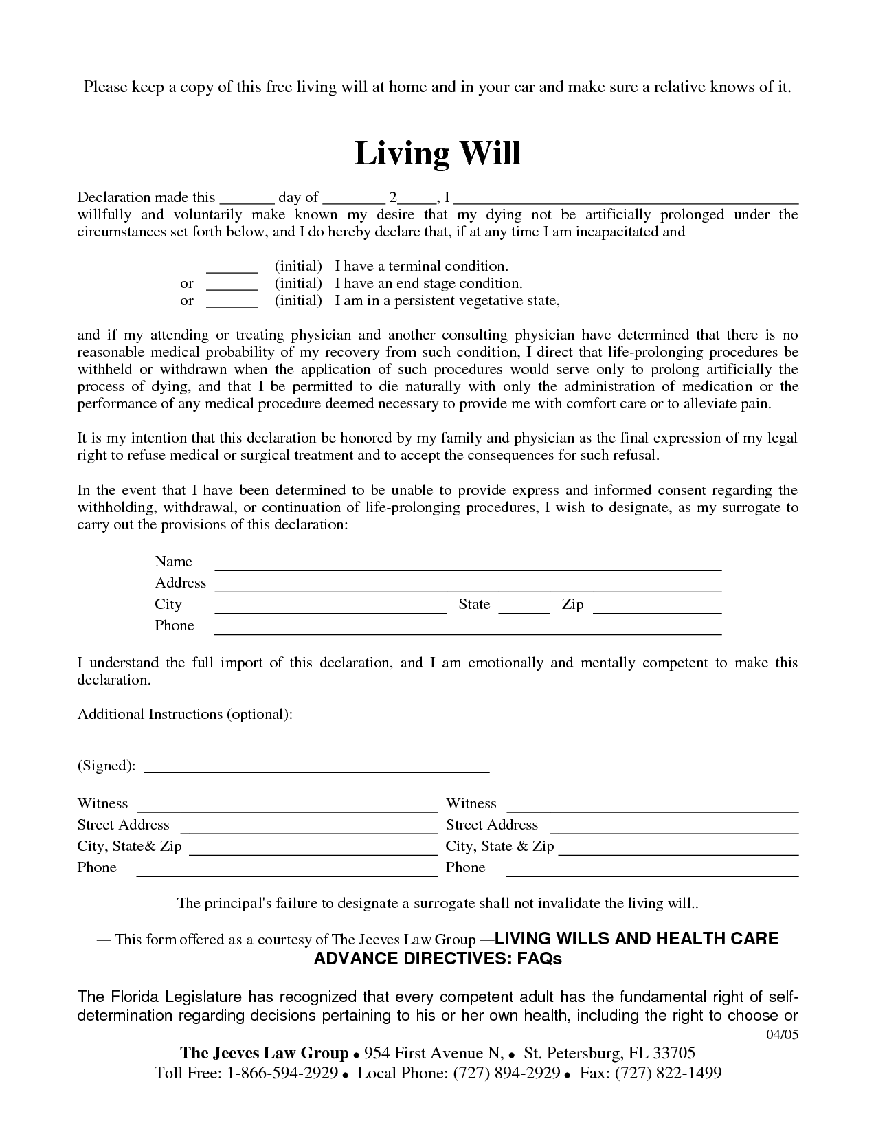 Free Copy Of Living Will By Richard Cataman Living Will 