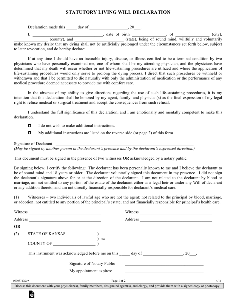 free-kansas-living-will-declaration-form-pdf-eforms-living-will-forms