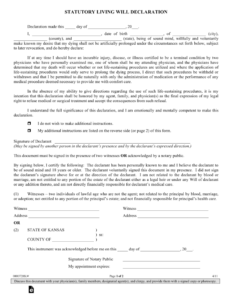 Free Kansas Living Will Declaration Form PDF EForms – Living Will Forms ...