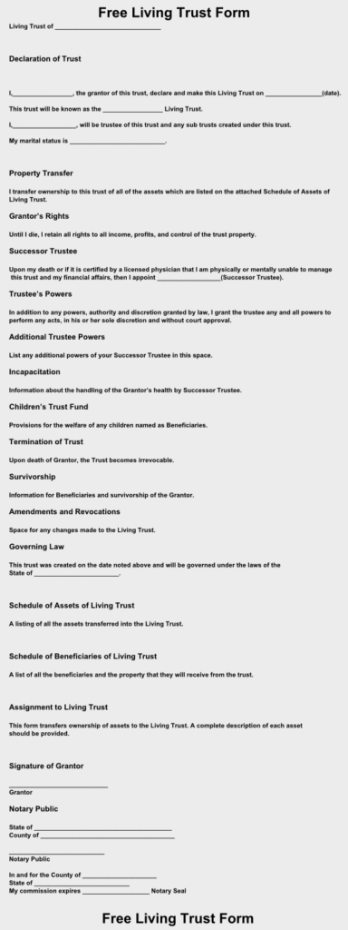 Free Living Trust Form Download Free Living Trust Forms – Living Will ...