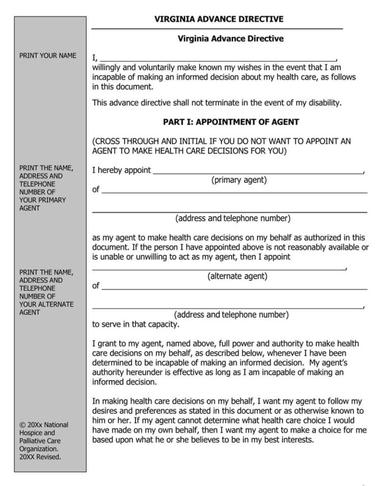 Free Living Will Forms Templates Advance Directive Living Will Forms Free Printable