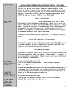 Free Living Will Forms Templates Advance Directive