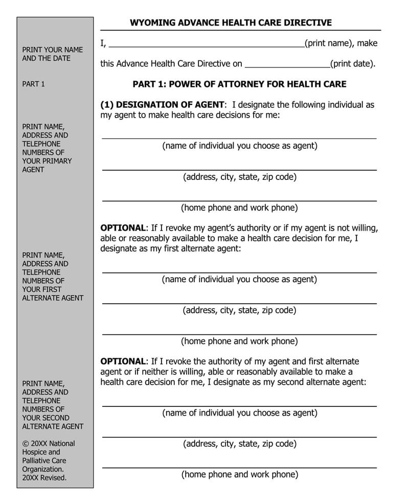 Free Living Will Forms Templates Advance Directive 