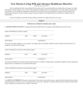 Free Living Will Forms Templates Advance Directive