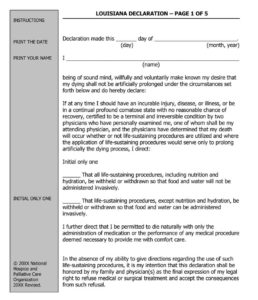 Free Living Will Forms Templates Advance Directive