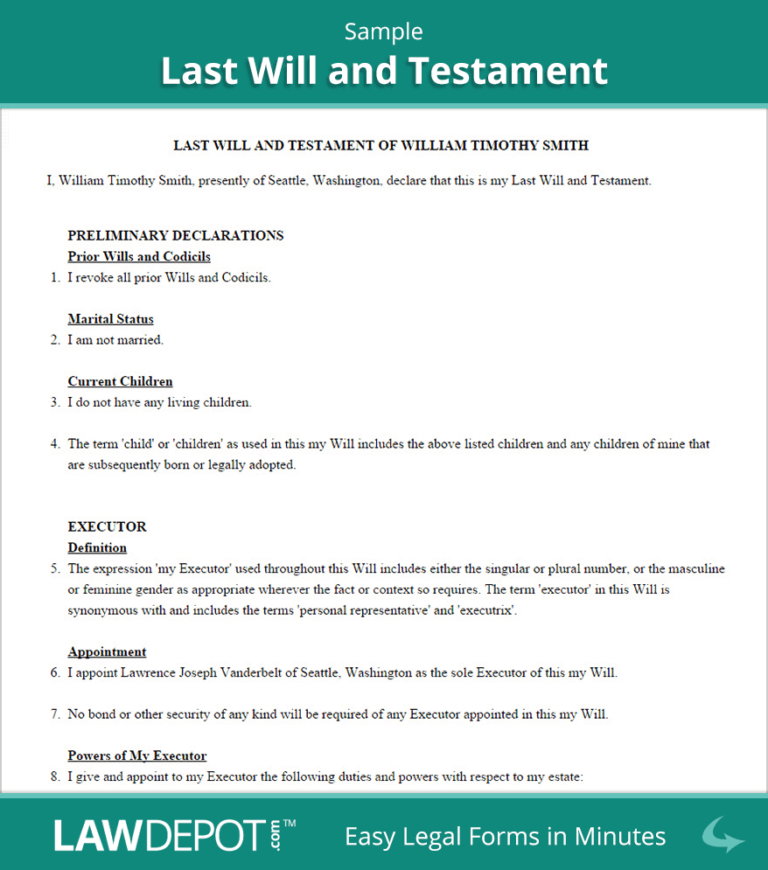 Free North Carolina Last Will And Testament Template Pdf Living Will 