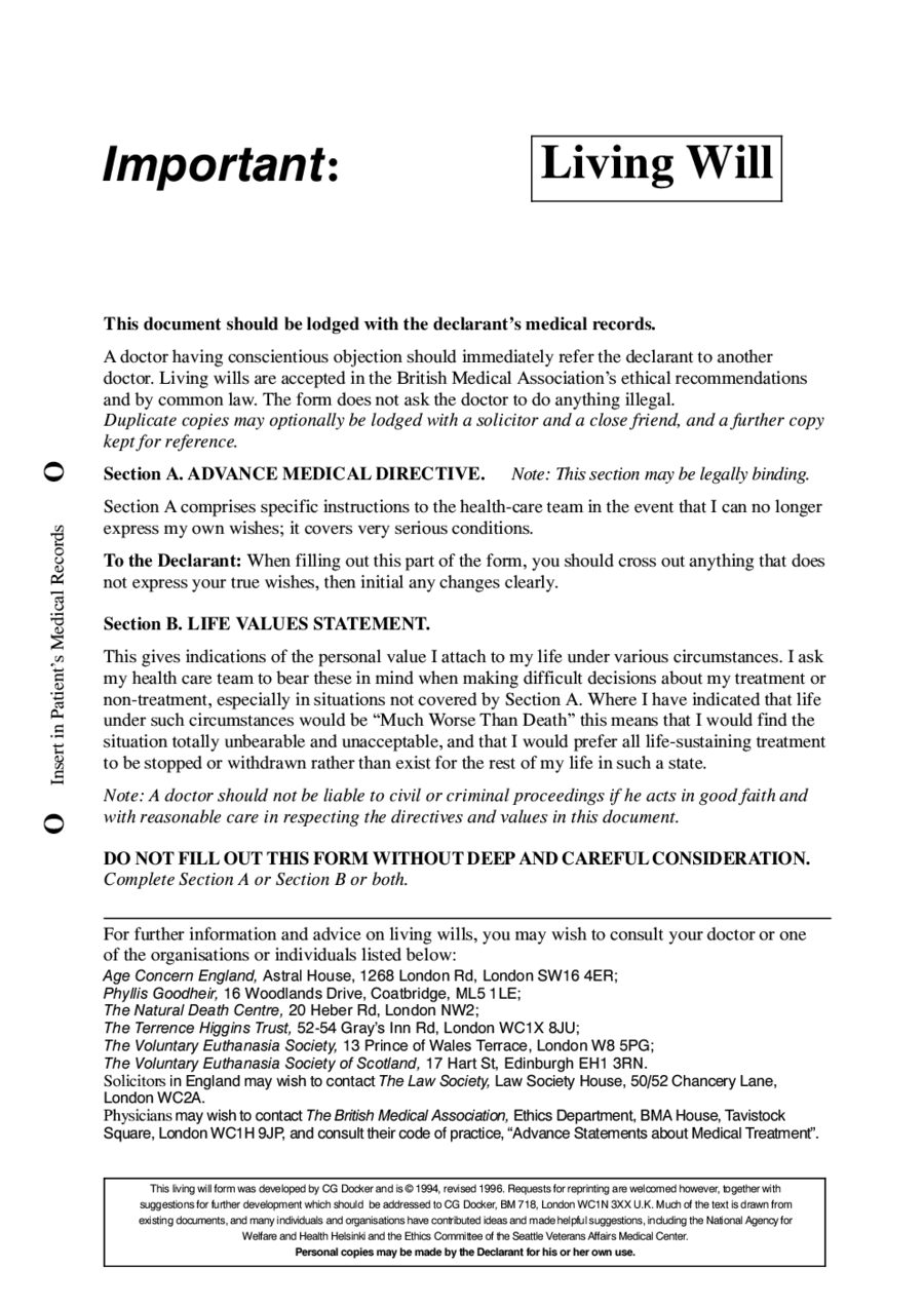 Free Online Printable Living Wills Free Printable