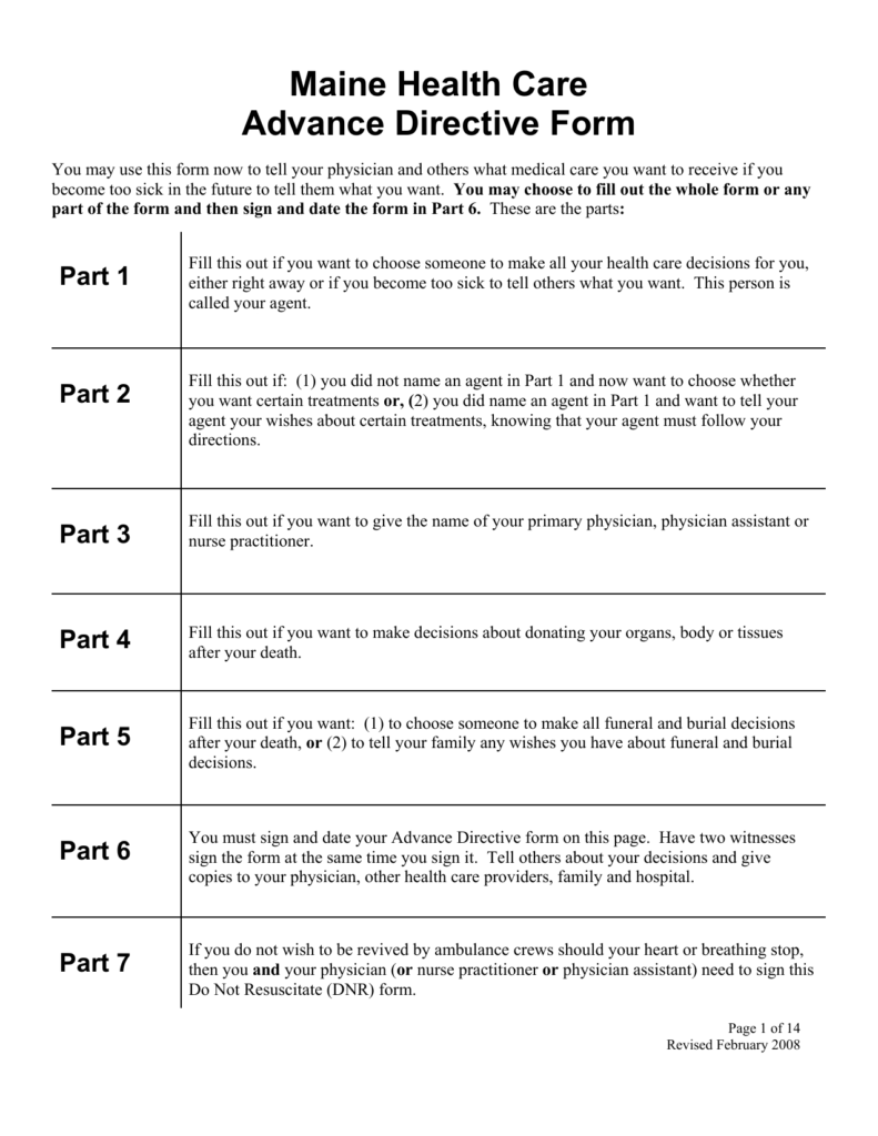 Free Printable Advance Directive Form Free Printable – Living Will ...
