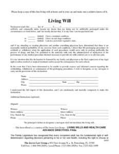 Free Printable Living Will California TUTORE ORG – Living Will Forms Free Printable