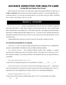 Georgia Living Will Form Fillable PDF Free Printable